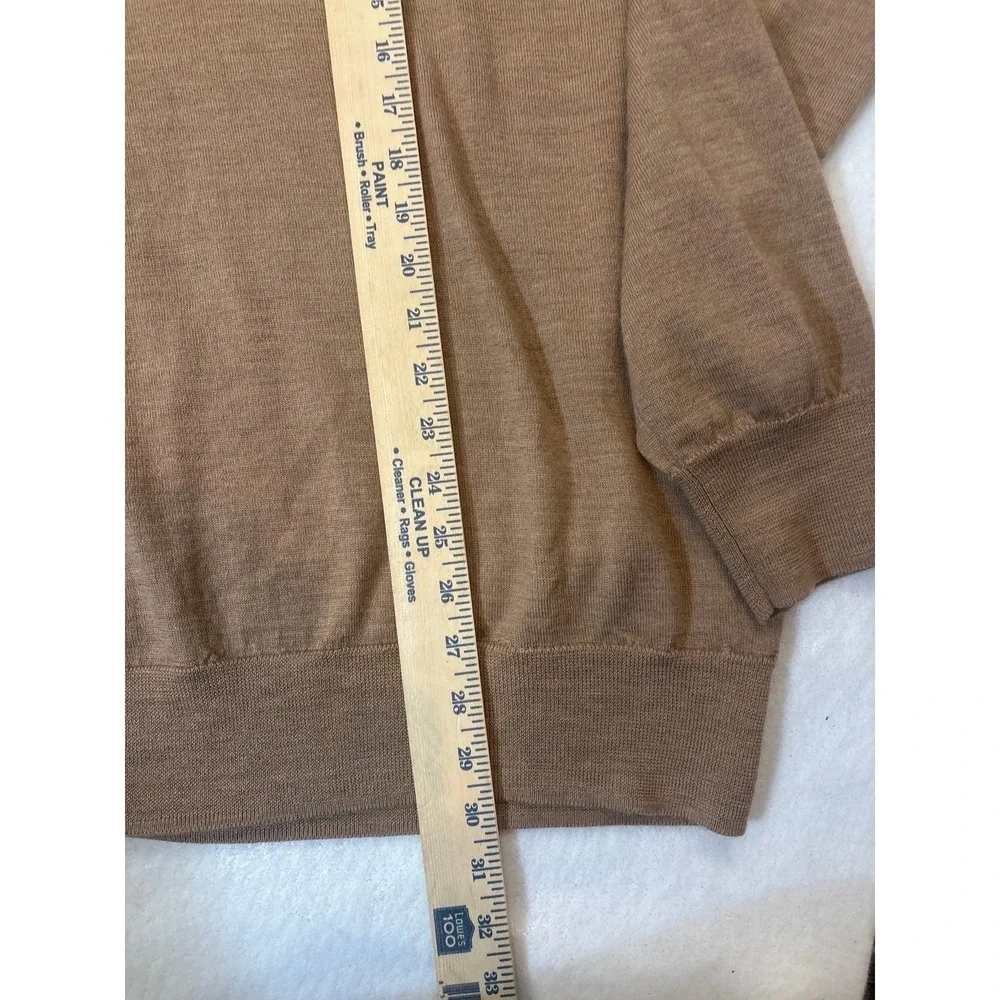 Brooks‎ Brothers Mens XXL Merino Wool V-Neck Sweater Camel Tan Italian Yarn